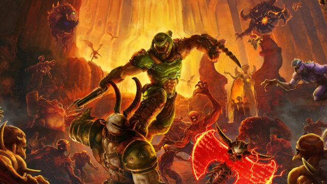 Doom Eternal -kuvakaappaus. Doom-sävelmä tekee historiaa!