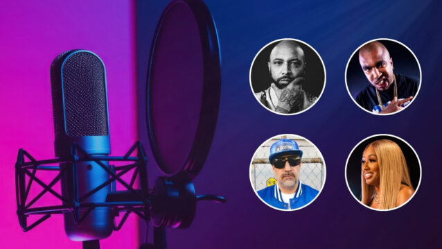 Mikrofoni ja kuvia räppäreistä. Räppäreiden podcastit – tässä suosituimmat ohjelmat!