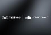 SoundCloud ja Moises -logot rinnakkain tummalla taustalla
